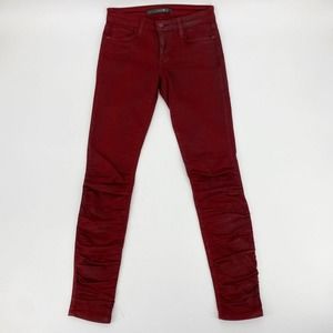 Joes Jeans Skinny Ankle Ruched Jeans Wax Coated Red Sz 26